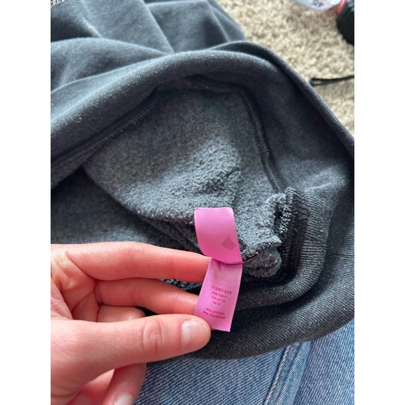 Y2K Victoria's Secret PINK Peace Love Pink Hoodie Grey Pullover Sweatshirt M 07' - Picture 8 of 9